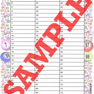 Bingo 1-75 LMS PRINTABLE SHEET