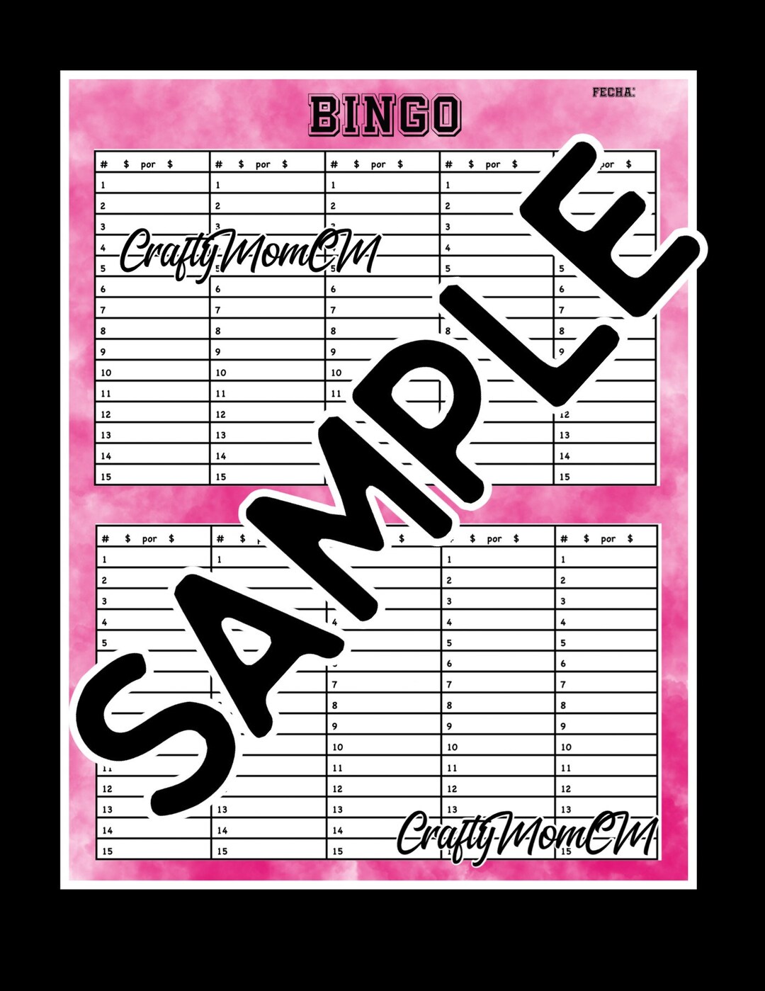 Bingo PRINTABLE Set of 10 - Etsy