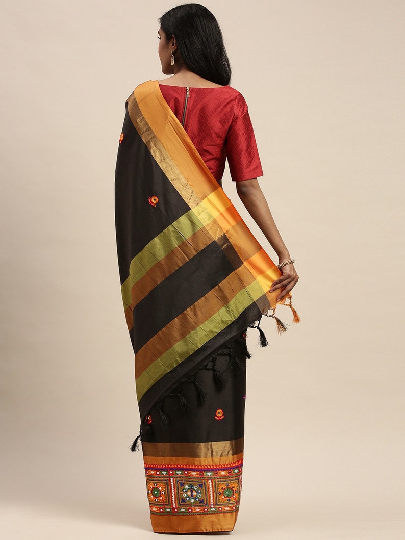 Indian Designer Saree Wedding Saree Bridal Saree Saree For Women Saree Blouse Embroidery /& Real Mirrors Kutchi Hand Work