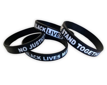 Black Lives Matter Wristbands | Custom Protest Silicone Bracelets, Anti Trump 2020, No Justice No Peace, We Stand Together, Resistance