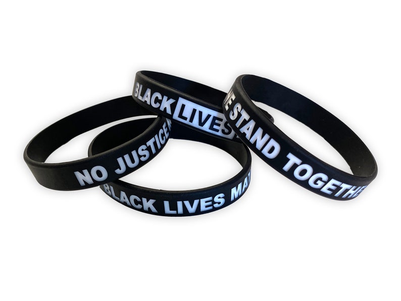 Black Lives Matter Wristband Custom Protest Silicone Bracelets We Stand Together No Justice No Peace Dismantle The System