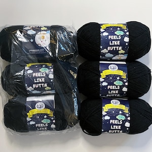 6 skeins Lion Brand Feels Like Butta in Black / Brand new
