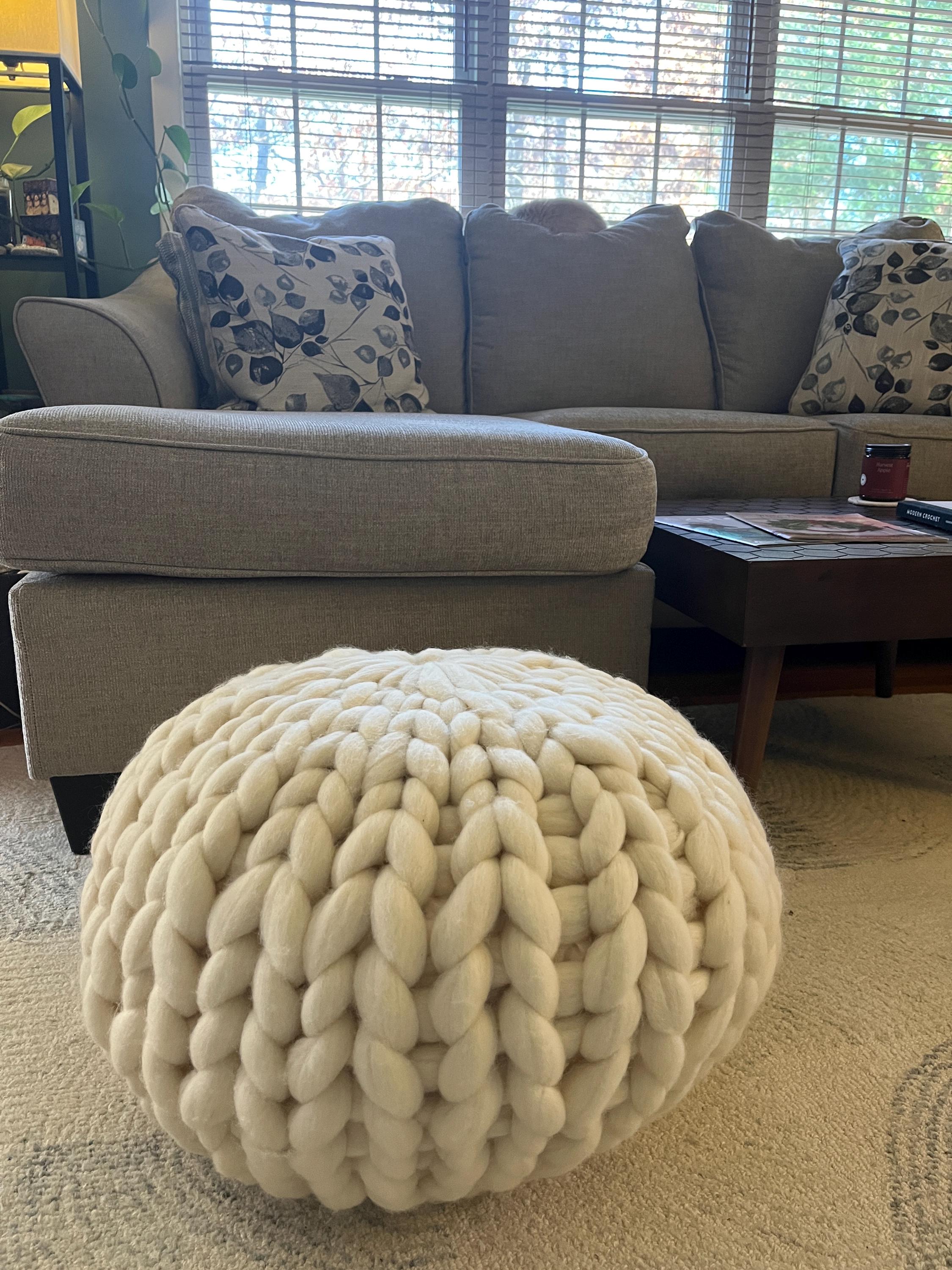 Hand Knit Pouf - Etsy