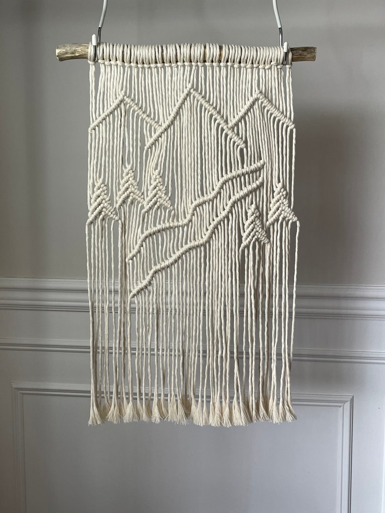 Macrame Mountain Scene Wall Hanging Macrame Mountains Etsy