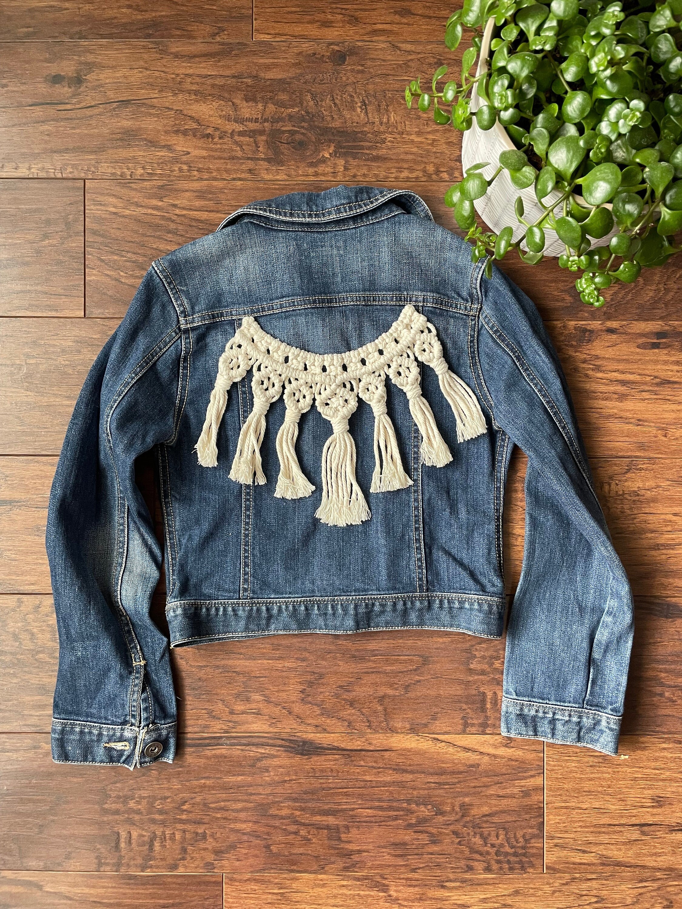 Macrame Jean Jacket Boho Jean Jacket - Etsy