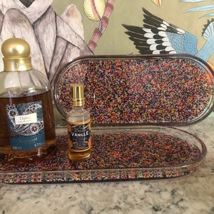 Sugar Rainbow Sprinkle Acrylic Vanity Tray, Bathroom Storage Organizer