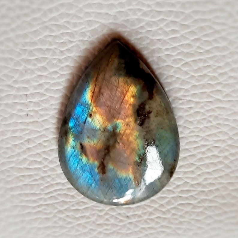 38\u00d727\u00d76 Very Beautiful pink Blue Multi Fire Labradorite Gemstone pear Shape 62.00 Cts Hand Polish Best For Loose Cabochon