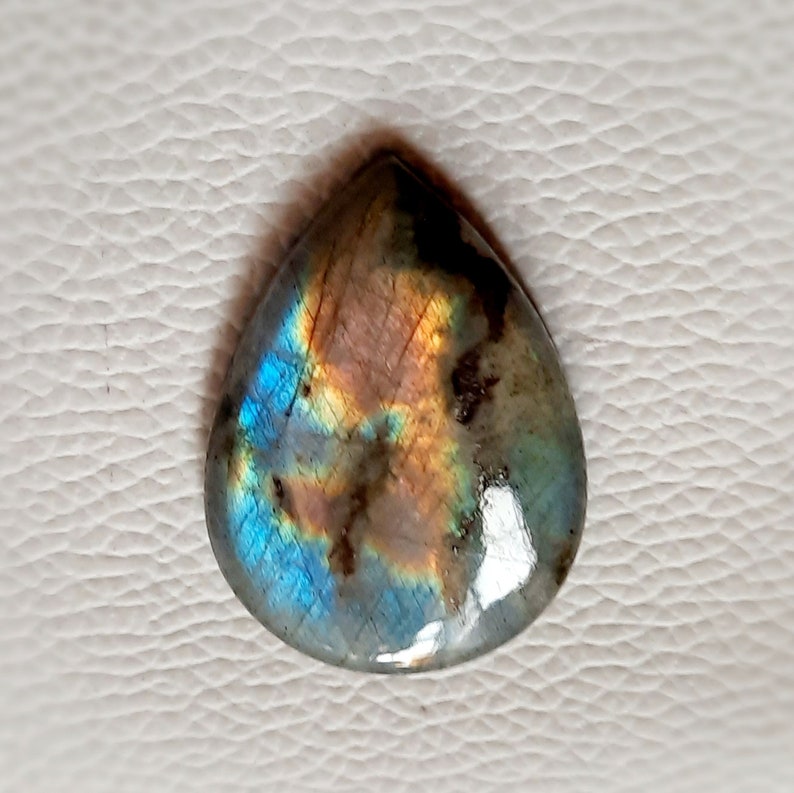 38\u00d727\u00d76 Very Beautiful pink Blue Multi Fire Labradorite Gemstone pear Shape 62.00 Cts Hand Polish Best For Loose Cabochon
