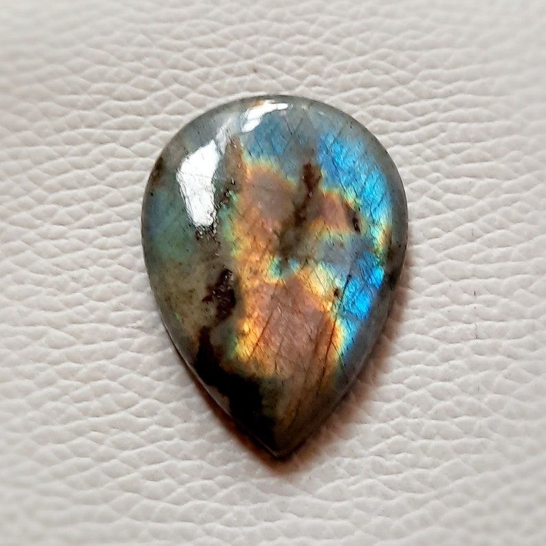 38\u00d727\u00d76 Very Beautiful pink Blue Multi Fire Labradorite Gemstone pear Shape 62.00 Cts Hand Polish Best For Loose Cabochon
