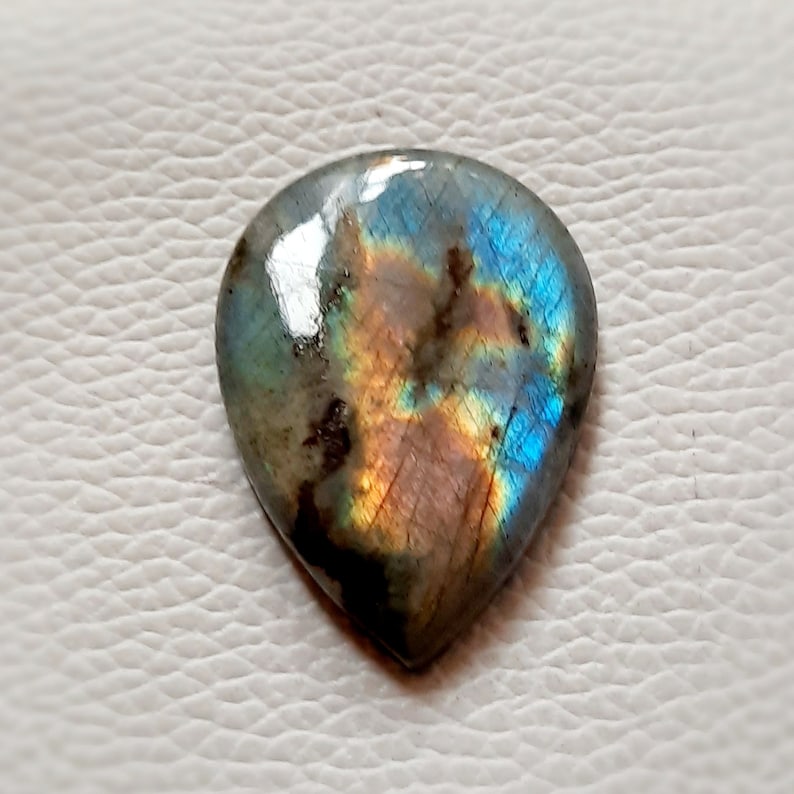 38\u00d727\u00d76 Very Beautiful pink Blue Multi Fire Labradorite Gemstone pear Shape 62.00 Cts Hand Polish Best For Loose Cabochon