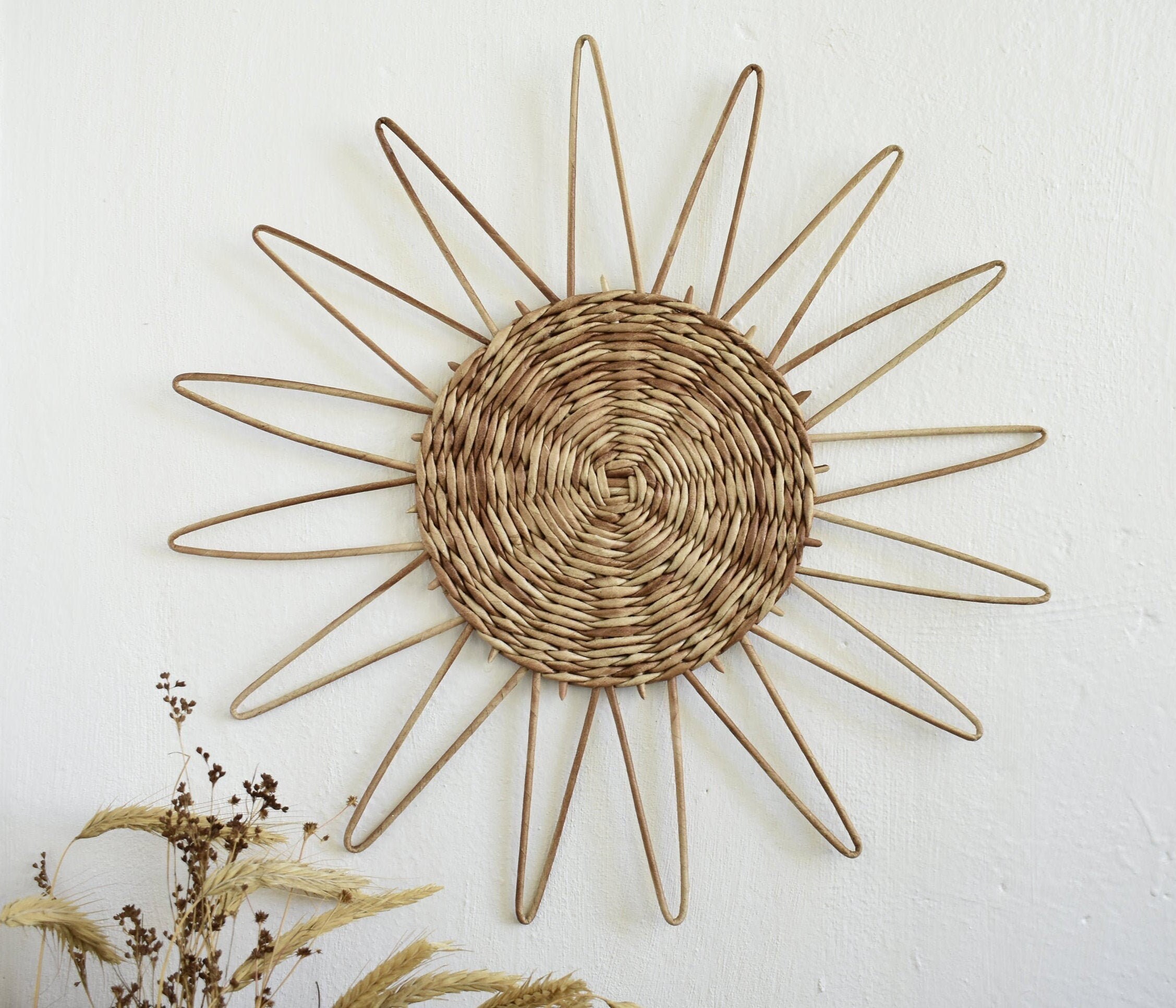 Sunburst wall decor Wall hanging sun Boho nursery decor Etsy