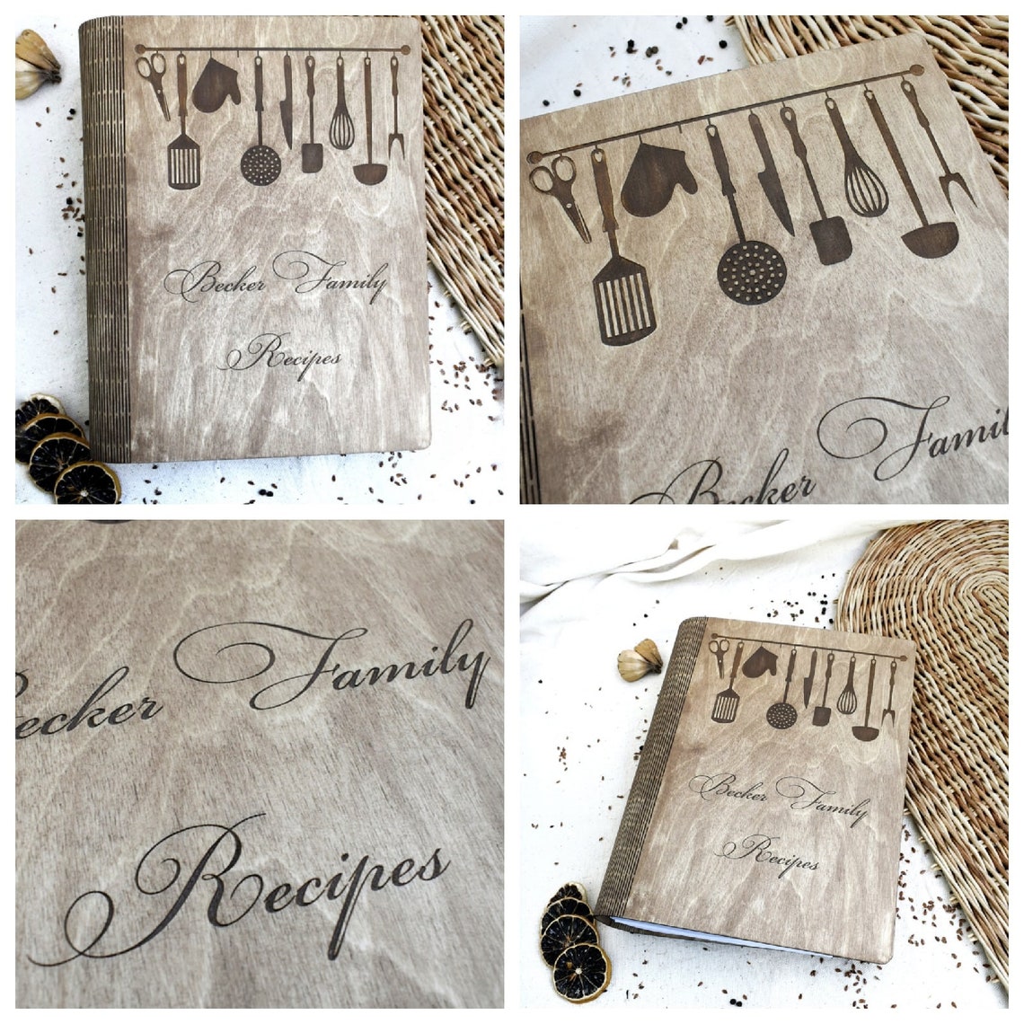Heirloom Cookbook /wooden Custom Recipes Book /family Heirloom Etsy