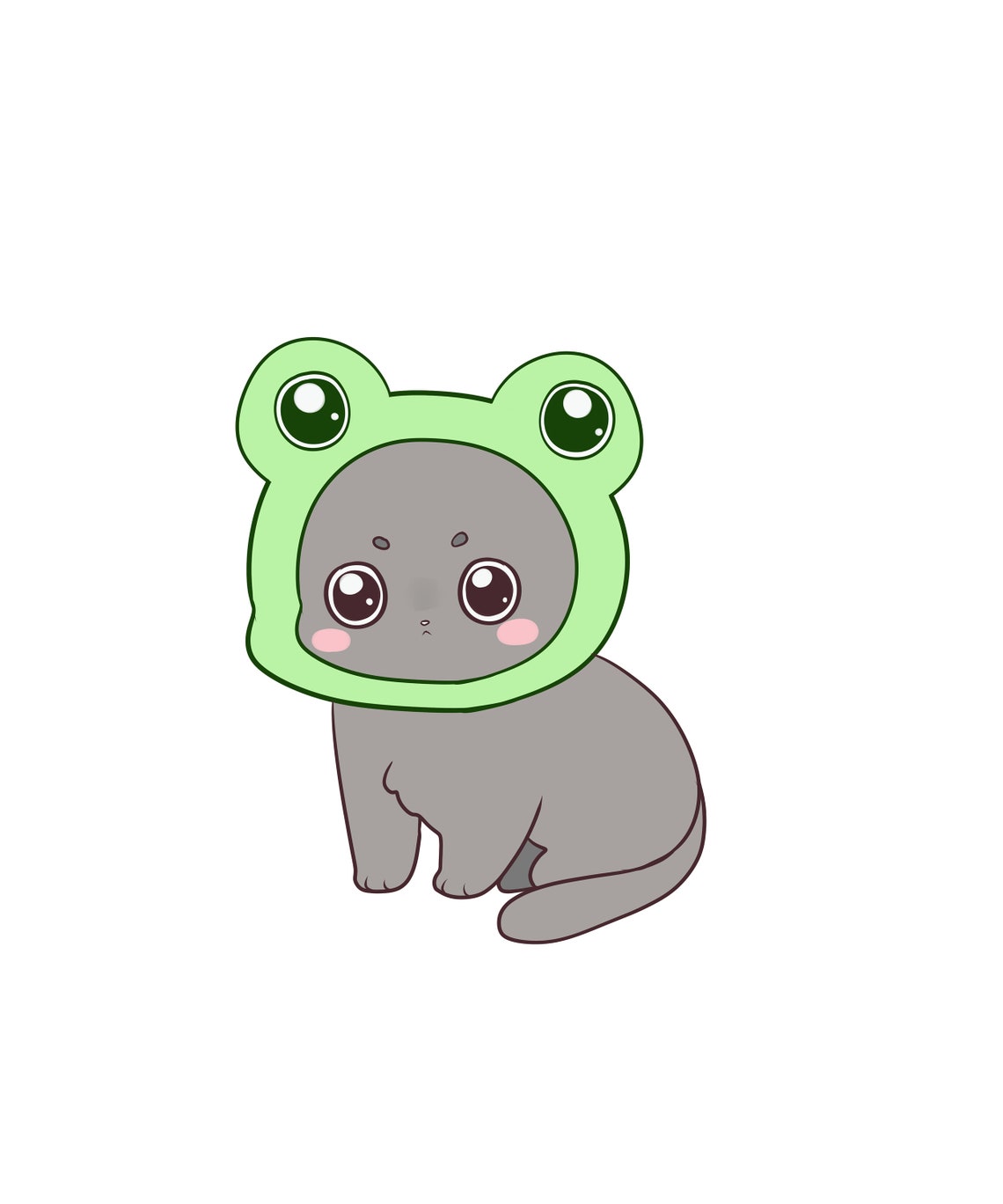 Cat with frog hat sticker Etsy