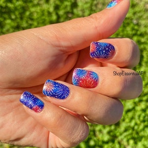 Independence Day Fireworks Glitter / Nail Wraps / Nail Strips / Nail Stickers image 1