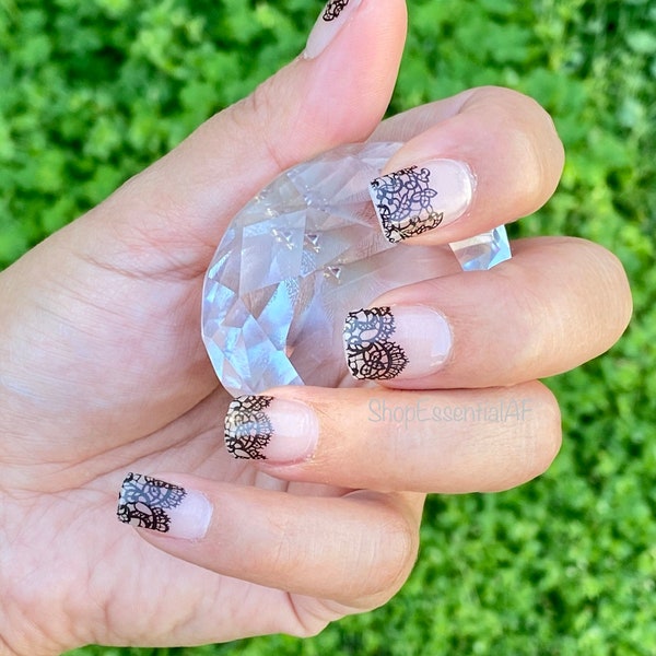 Black Lace Transparent, Lace Nail Wraps, Lace Nail Strips, Black Lace Nails, Lace Nail Strips, Nail Stickers, Nail Wraps, Nail Strips