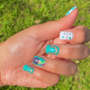 St. Pattys / Nail Wraps / Leprechauns / Nail Strips / St. Patricks Day image 1