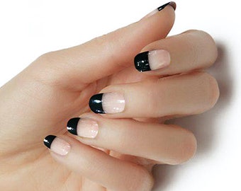 Black Tip / Nail Wraps / Nail Strips