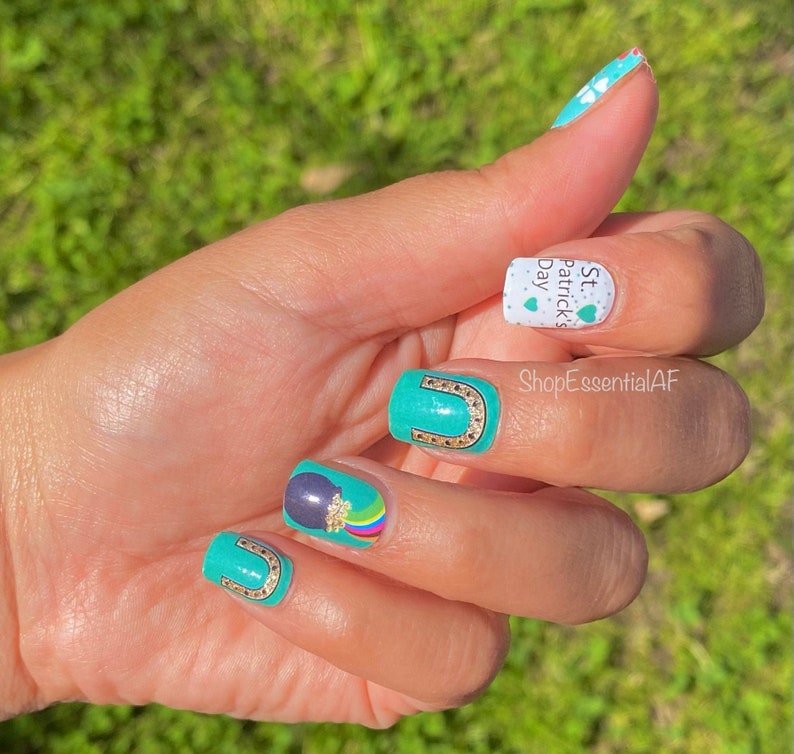 St. Pattys / Nail Wraps / Leprechauns / Nail Strips / St. Patricks Day image 1