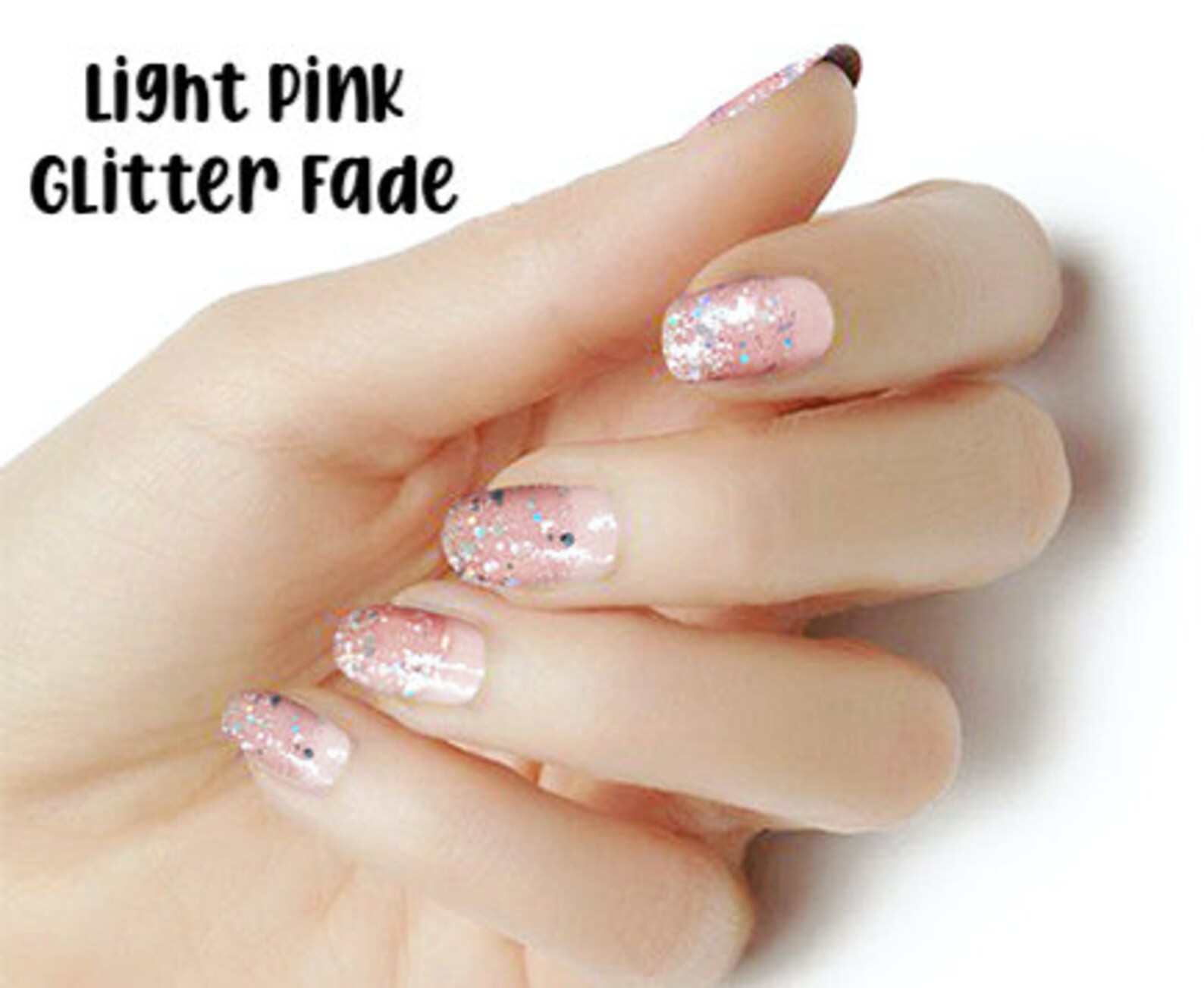 Light Pink Glitter Fade / Nail Polish Wraps / Nail Polish | Etsy