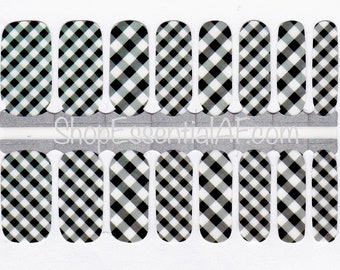 Black Gingham / Nail Stickers / Nail Strips