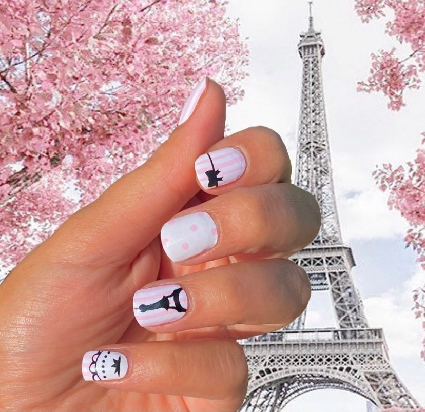 Pink Paris / Nail Wraps / Nail Strips / Nail Stickers / Nail Decals