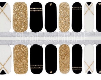 Black + Gold Tribal / Nail Wraps / Nail Strips