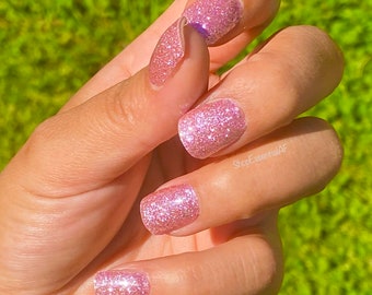 Light Pink Glitter / Nail Strips / Nail Stickers