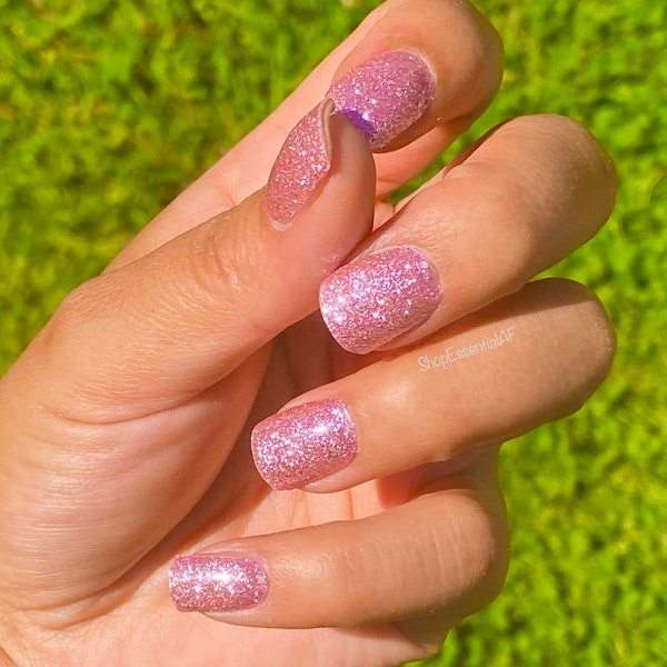 Light Pink Glitter / Nail Strips / Nail Stickers