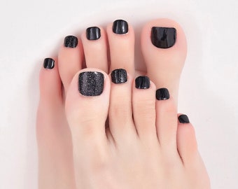 Black + Black Glitter Toes / ToeNail Wraps