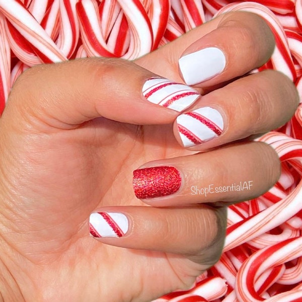 Peppermint Candy Cane / Christmas Nails / Nail Strips