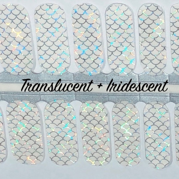 Translucent + Iridescent Mermaid / Nail Wraps / Nail Strips