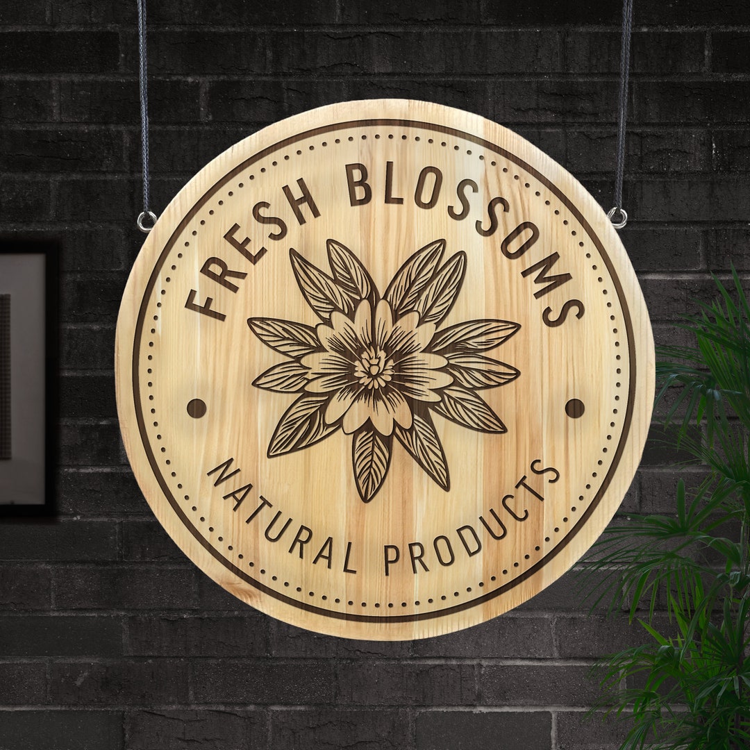 Customizable Floral Sign | Custom Circular Wooden Natural Flower Sign ...