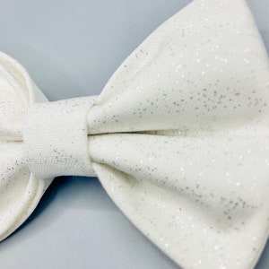 White Glitter Pet Bow image 2