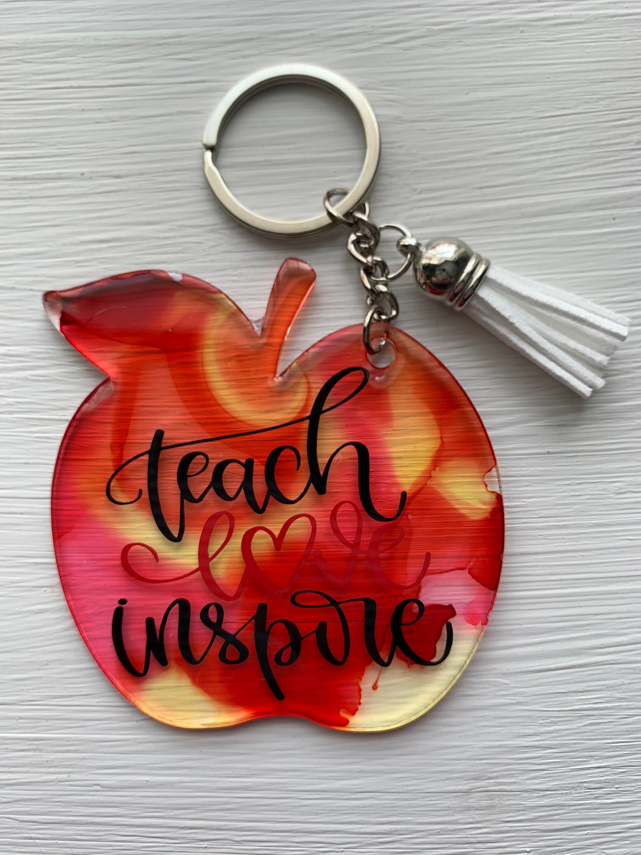 Acrylic keychain keychain key ring apple keychain apple Etsy