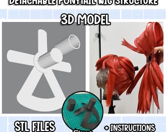 Detachable Ponytail Wig Structure - DIGITAL 3D MODEL STL