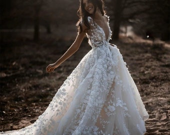 etsy floral wedding dress