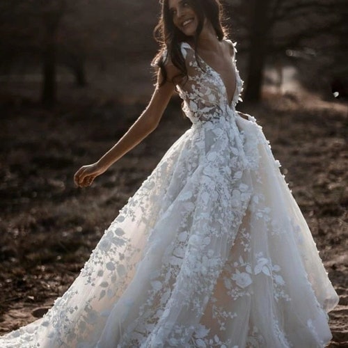 Lace Wedding Dress Floral Wedding Dress 