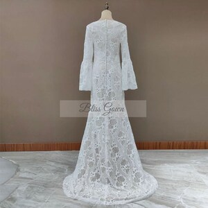 Boho Wedding Dress, Lace Bridal Dress, Tulle Wedding Dress, Vintage Wedding Dress, Long Sleeve Wedding Dress, Long Bohemian Wedding Dress
