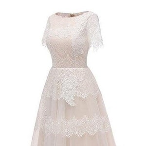 Boho Wedding Dress, Lace Bridal Dress, Tulle Wedding Dress, Bohemian Wedding Dress, A line Wedding dress, Vintage Wedding Dress, Lace Dress