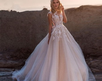 flowery wedding dress