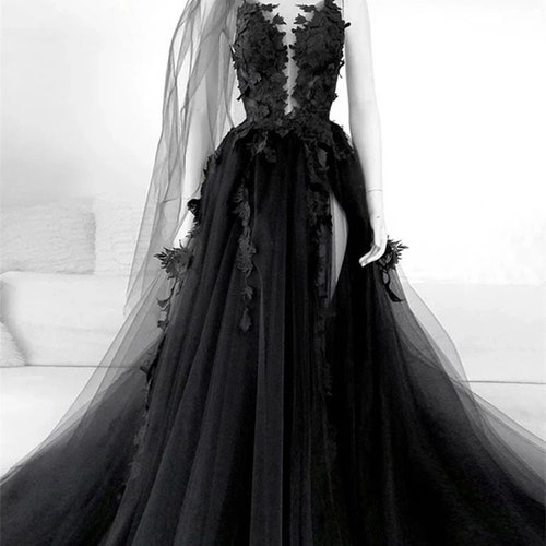 Black Tulle Ballgown Bridal Wedding Gown Dress Gothic Goth - Etsy