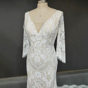 Boho Wedding Dress Lace Bridal Dress Long Simple Wedding - Etsy