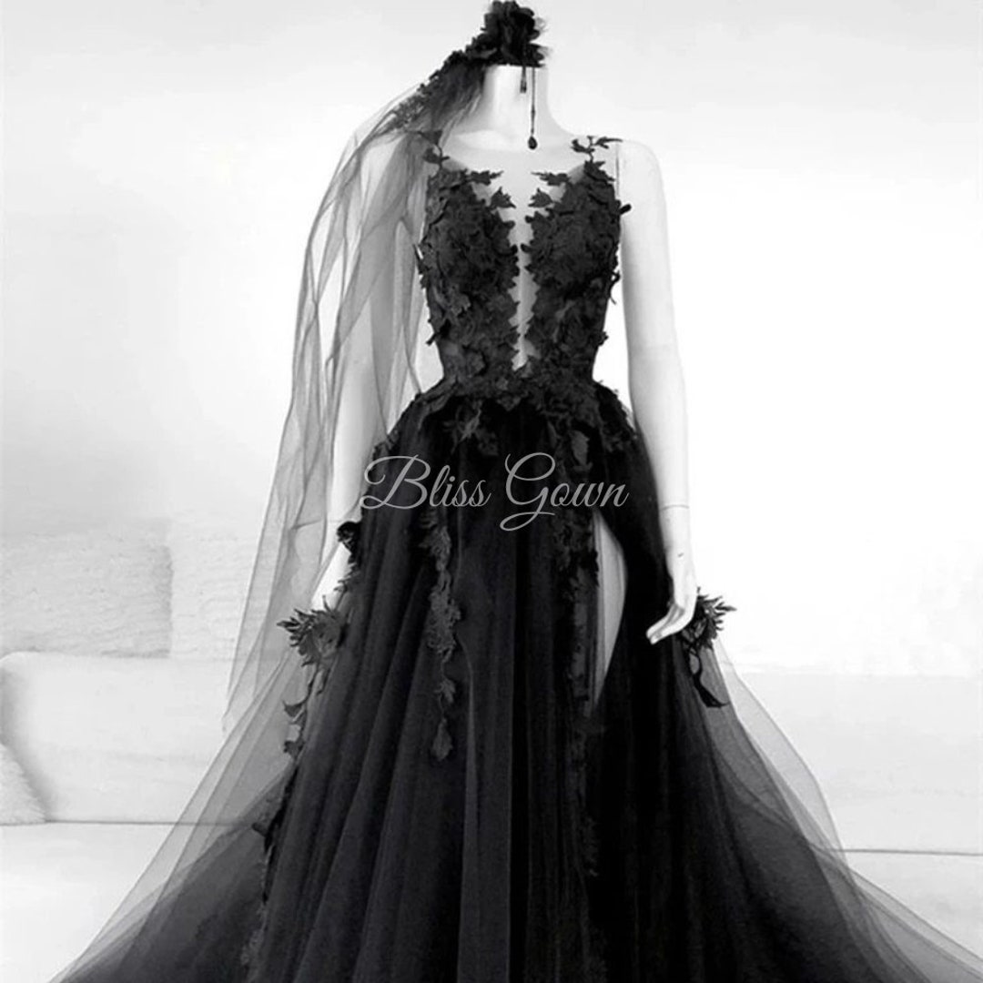 Black Wedding Dress Black Dress Gothic Black Wedding Dress - Etsy