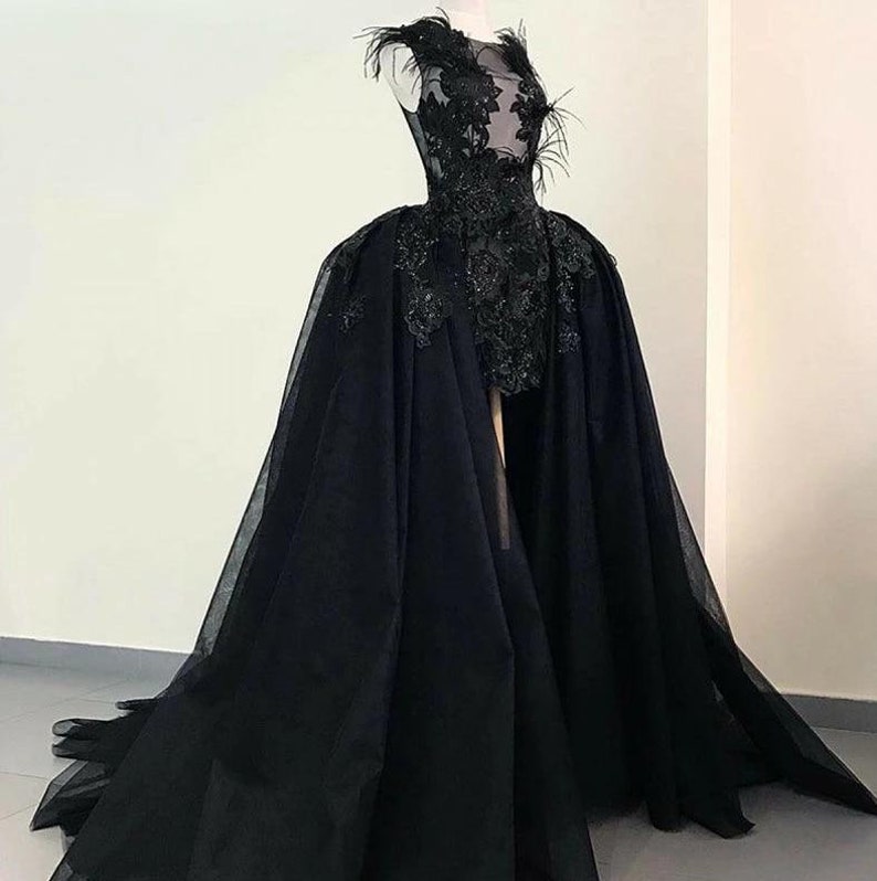 Black Wedding Dress Gothic Wedding Dress Lace Bridal Dress - Etsy