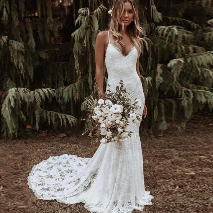 Boho Wedding Dress Lace Bridal Dress ...