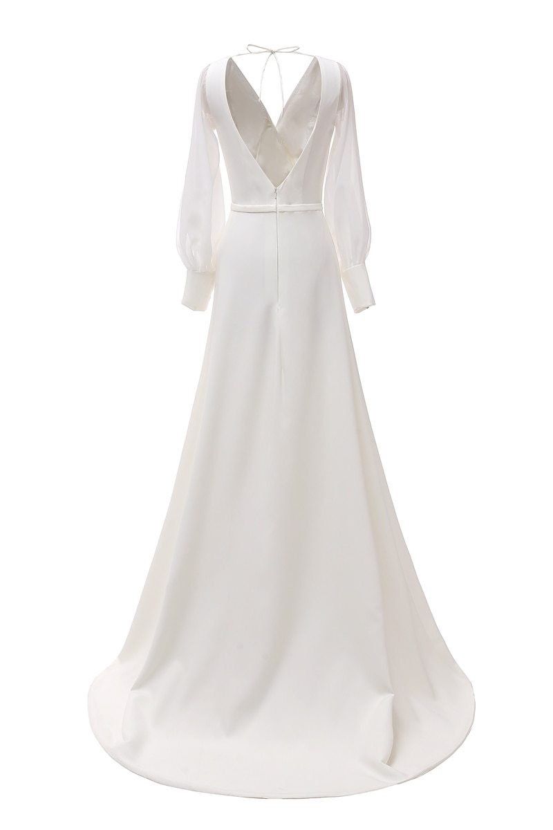 White Wedding Dress Long Wedding dress Modest Bridal Dress | Etsy
