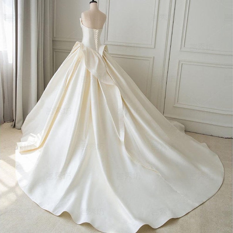 Ivory Wedding Dress Satin Wedding Dress Ball Gown Wedding - Etsy