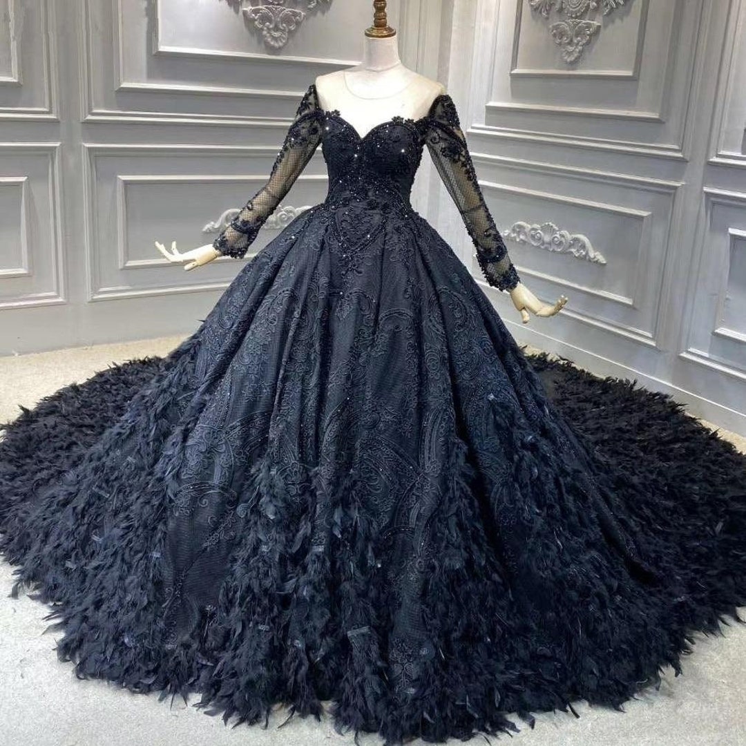 Black Wedding Dress Gothic Wedding Dress Lace Bridal Dress - Etsy