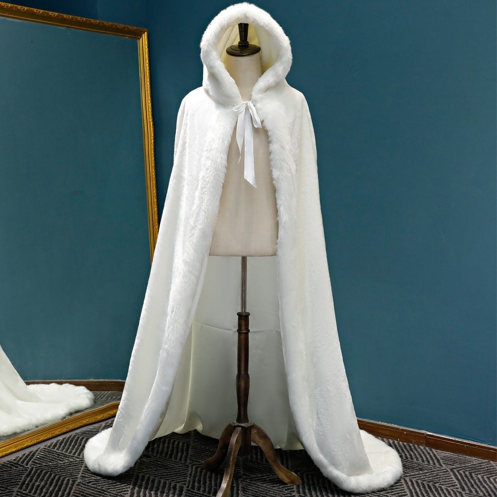 White faux fur best sale cloak