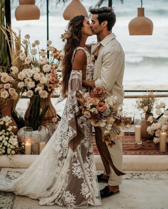 Boho Wedding Dress Lace Wedding Dress 